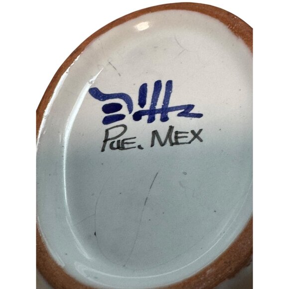 Hand-Painted Mexican Talavera Oval Dish Set Of 2 - Blue & Red Floral Design 5.5" - Picture 6 of 16